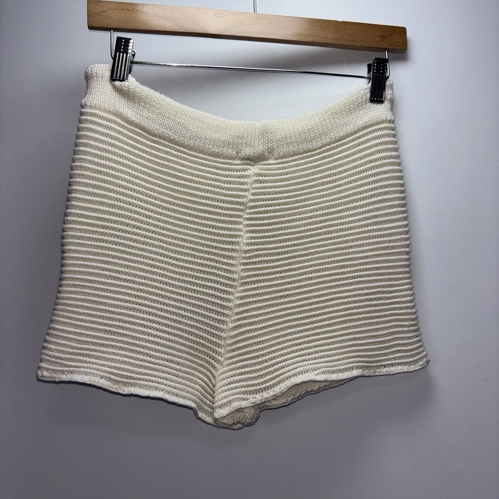 WEWOREWHAT Low Rise Crochet Knit Shorts Off White Size Small Drawstring - Picture 7 of 7